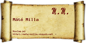 Máté Milla névjegykártya